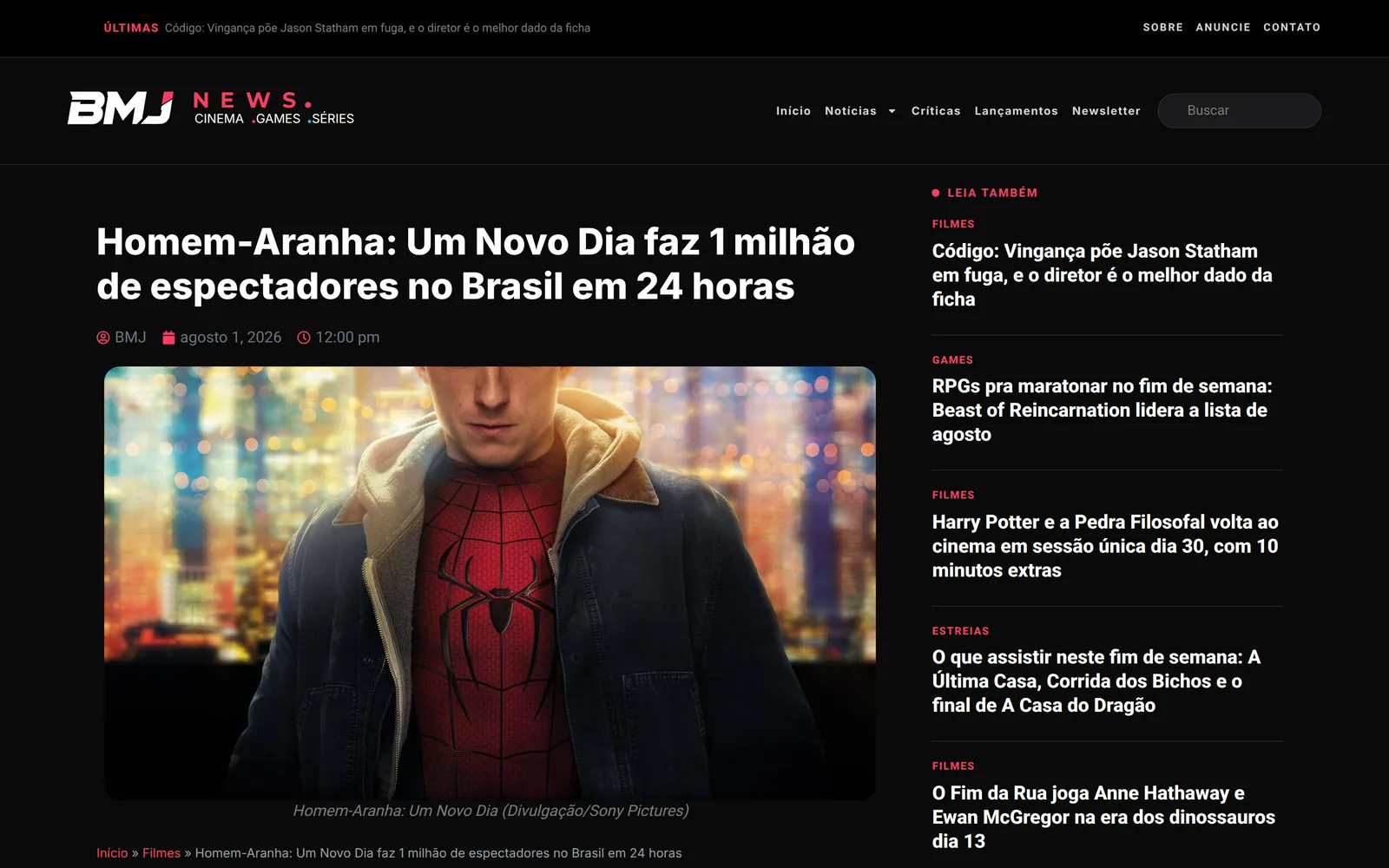 A pop culture article: the artwork is the only coloured thing on screen