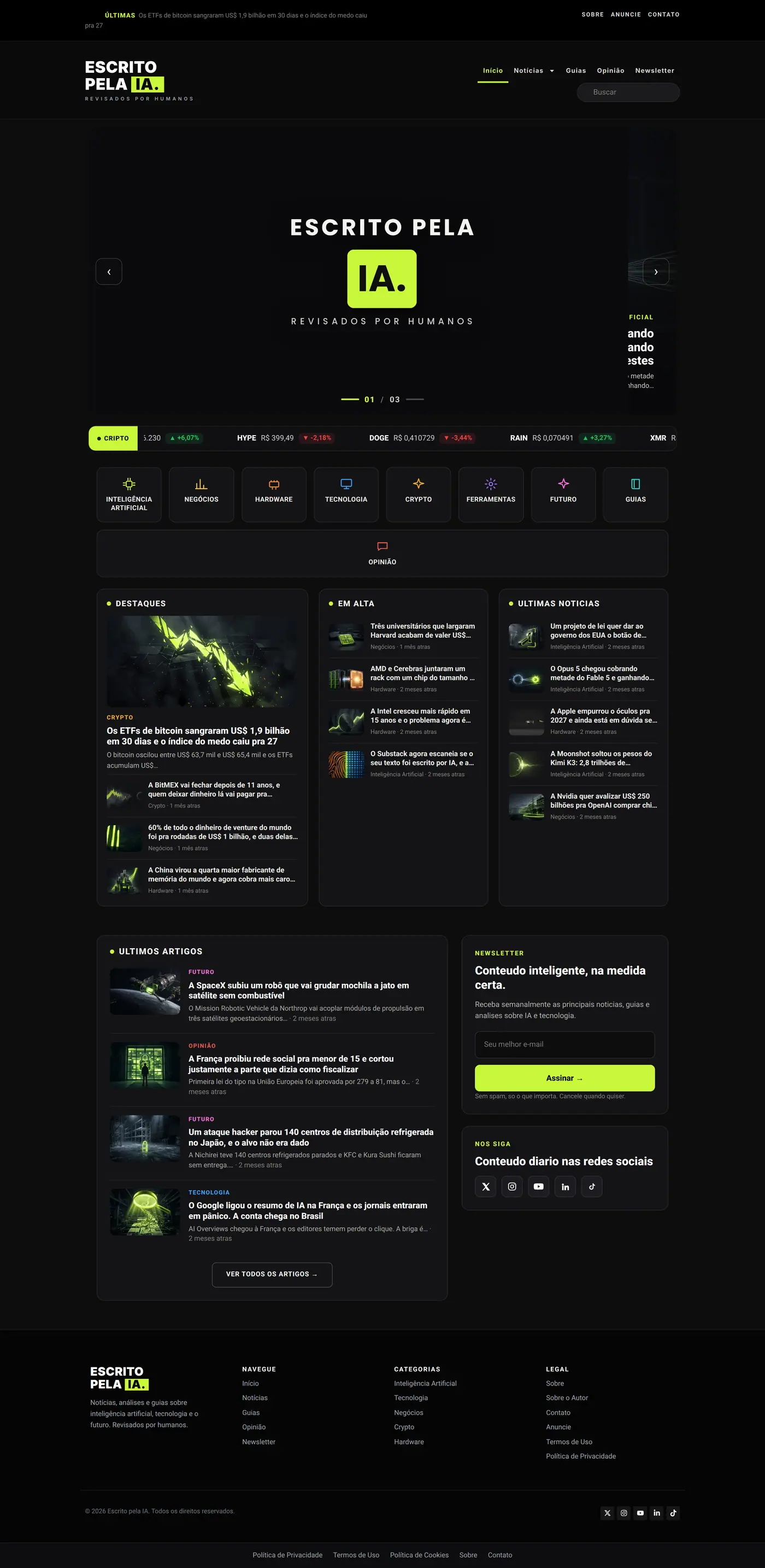 Escrito pela IA — homepage
